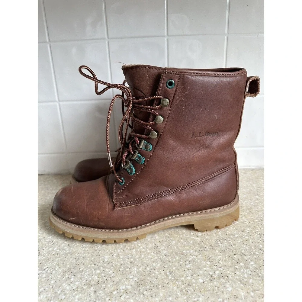 70s Brown Leather Waterproof Gore-Tex LL Bean Waterproof Plus Boots Sz 7.5-8 Wmn